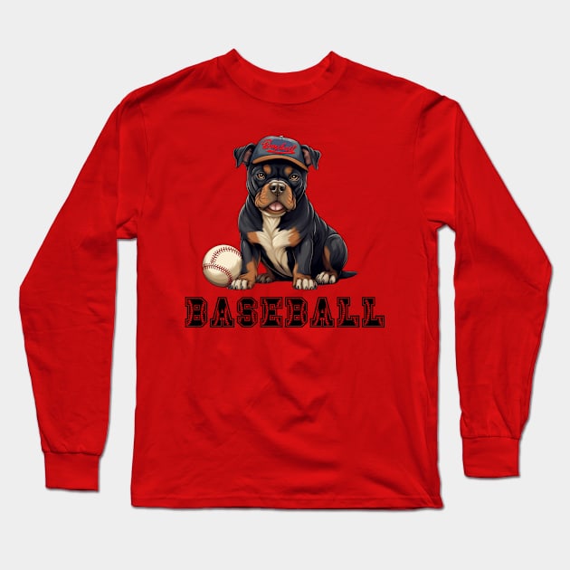 american bully with baseball Long Sleeve T-Shirt by hnueng111